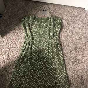 green and white floral dress